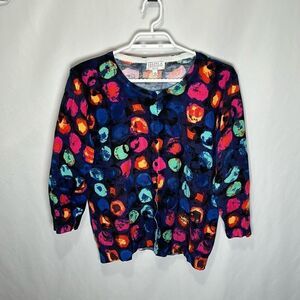 Vintage Joseph A. QU’EST-CE QUE C’EST SILK? Colourful cardigan PXL